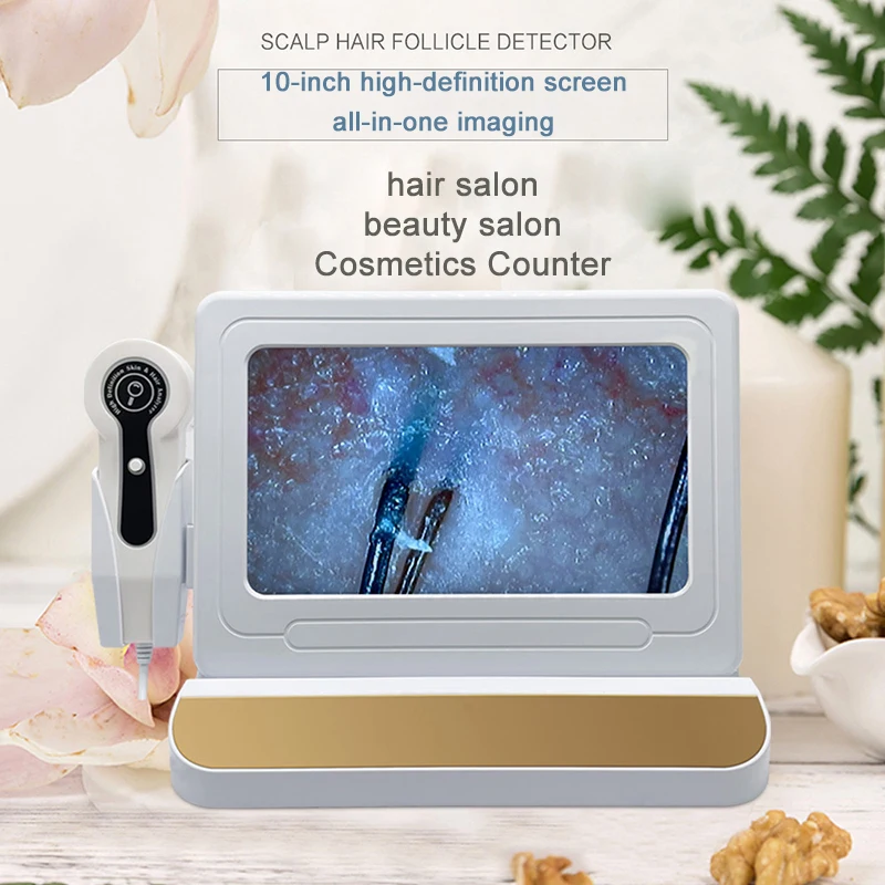 10 Inch LCD Scalp Detector Digital Hair Skin Analyzer Microscope for Hair Follicle Testing and Skin Analysis Magnifier 50/200X