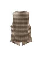 Women's Fashion Fitted Checkered Waistcoat Top And Mid-Waist Side-Zip Pleated Skort Two-Piece Set for Females Mujer - Image 4