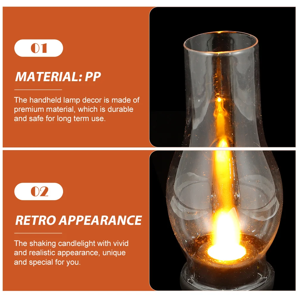 Night Light Lamp Retro Decor LED Kerosene Carry Shaking Rural Vintage