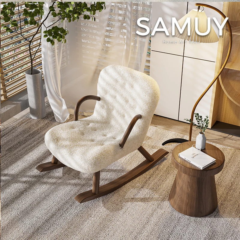 

Nordic Lazy Leisure Lambswool Sofa Cosmetic Chair Bedroom Living Room Recliner Balcony Single Sofa Chair