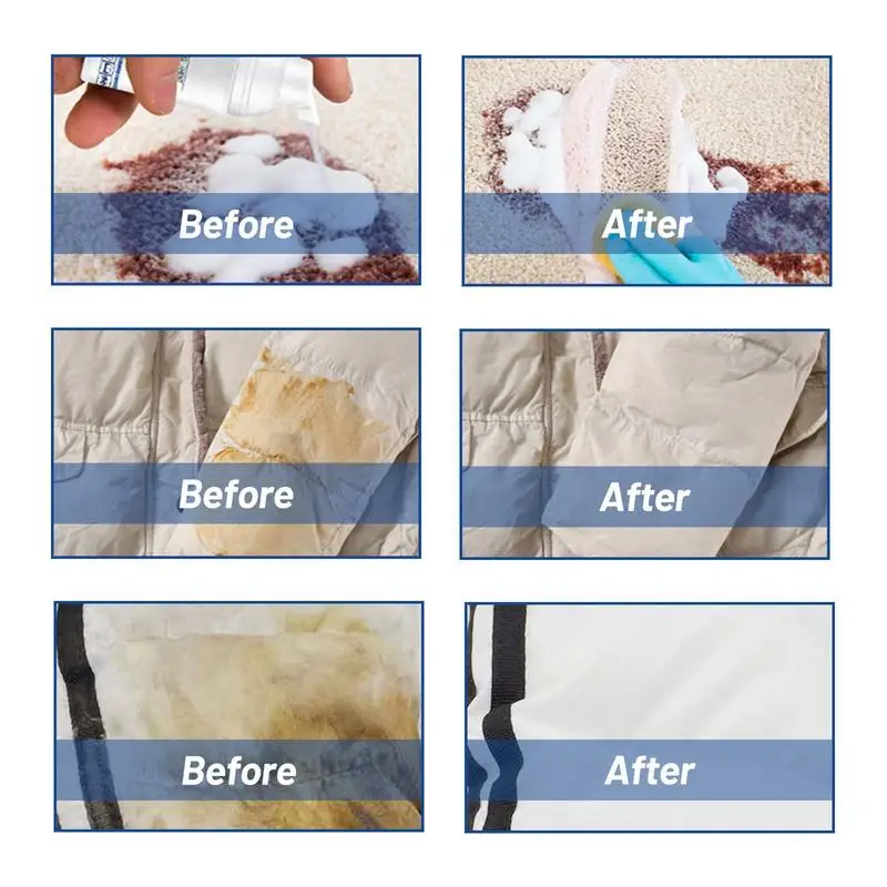 30ml Stain Remover Spray Laundry Fabric Oil Stain Remover Rinse-Free Dry Foam Cleaner Multi-purpose