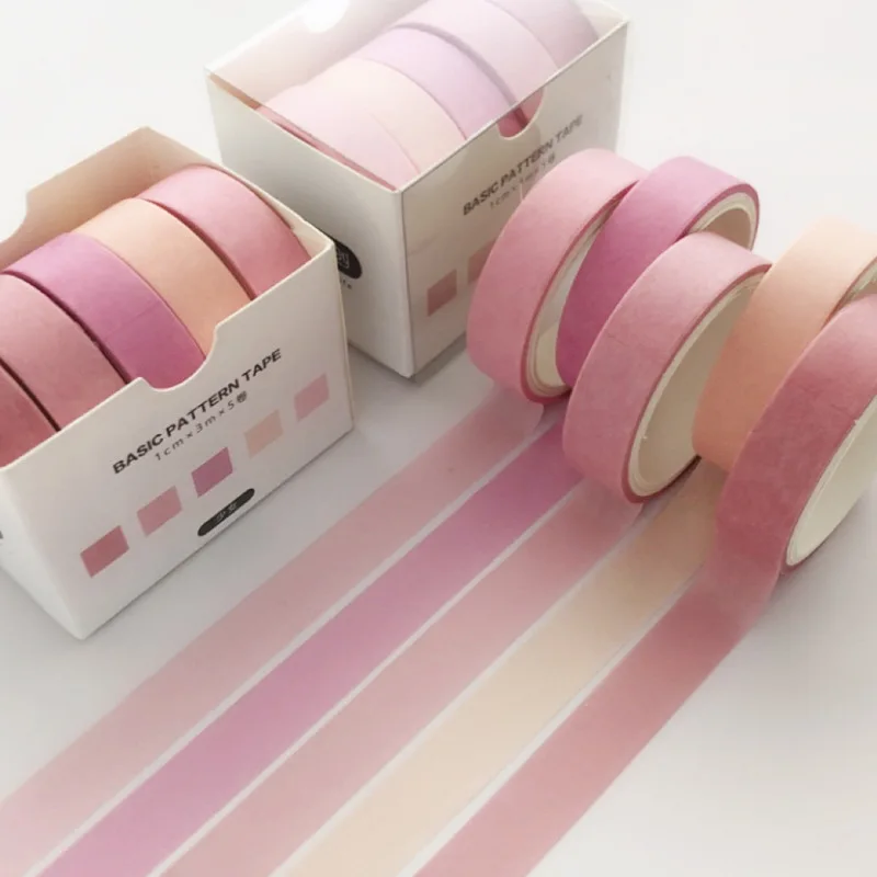 5 pcs/pack Pink Washi Tape Set DIY Scrapbooking Sticker Label Masking Tape School Office Supply