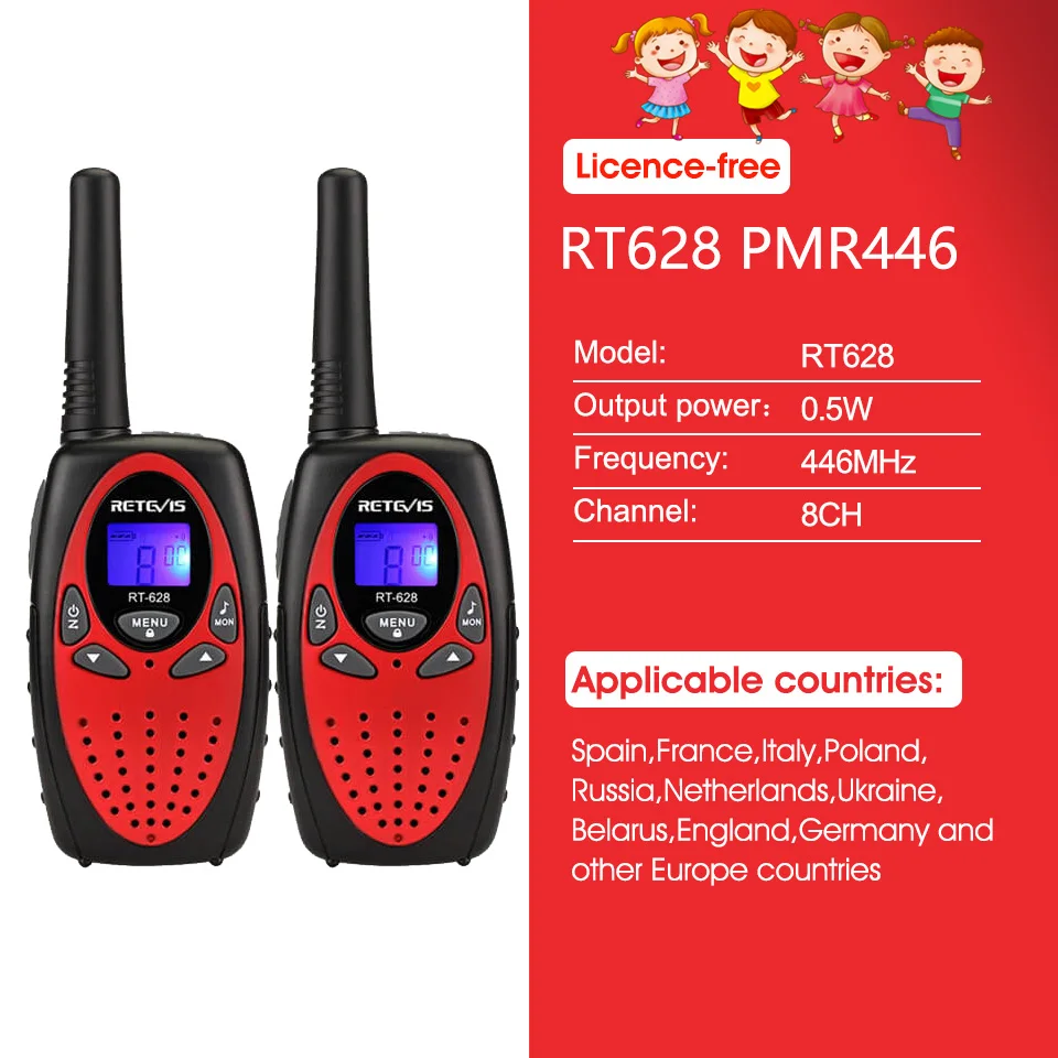 Talkie Walkie Enfant Rechargeable Retevis RT628 PMR446 8 Canaux