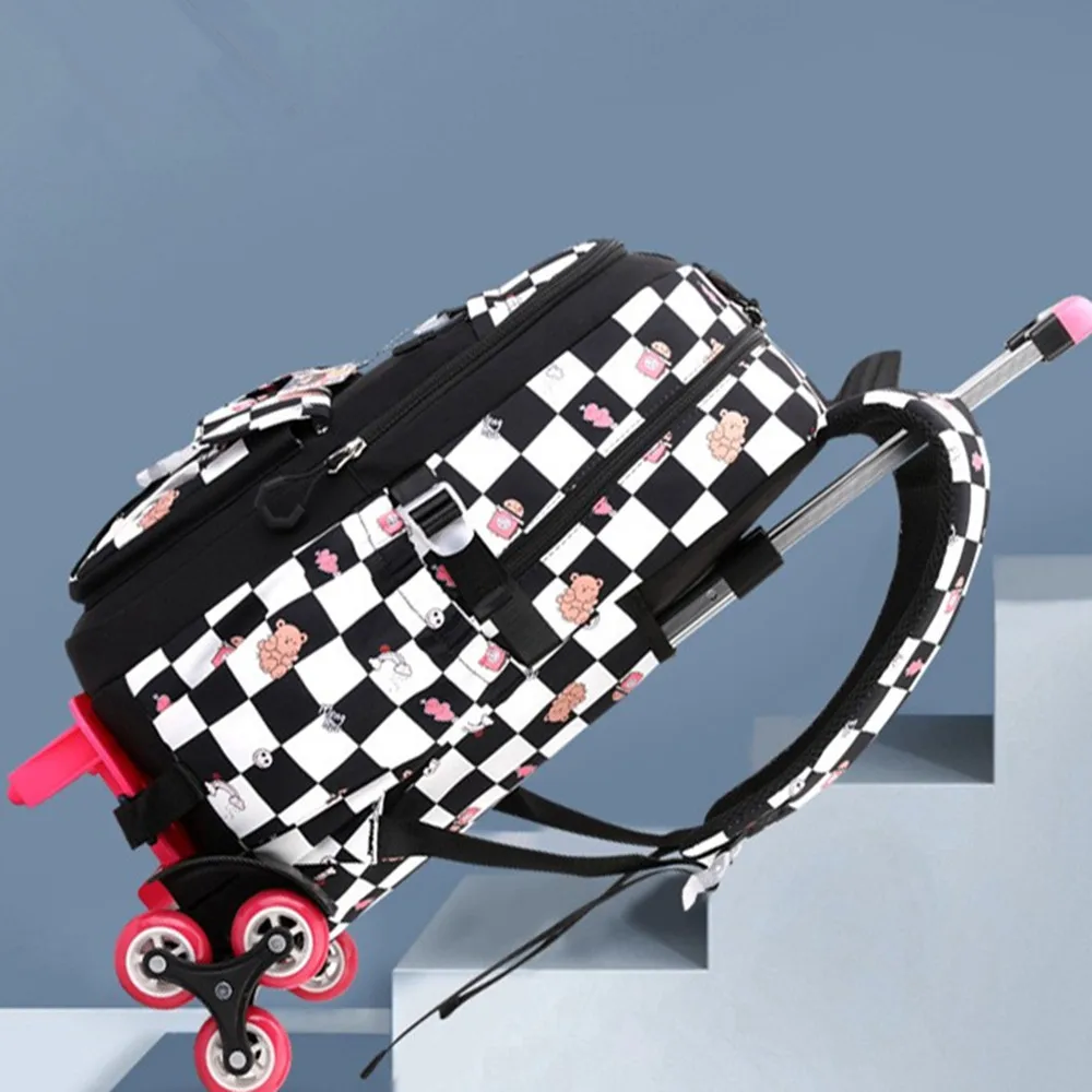 Cartoon Waterpoof Girl Boy 2 Wheels Trolley Schoolbag Removable Children Fold Backpack Kids Luggage Travel School Bags Handbag