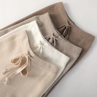 Soft Knitted Pants Women's Autumn/Winter Outerwear Hanging Knitted Wide Leg Pant White Floor Pants Straight Leg Pants