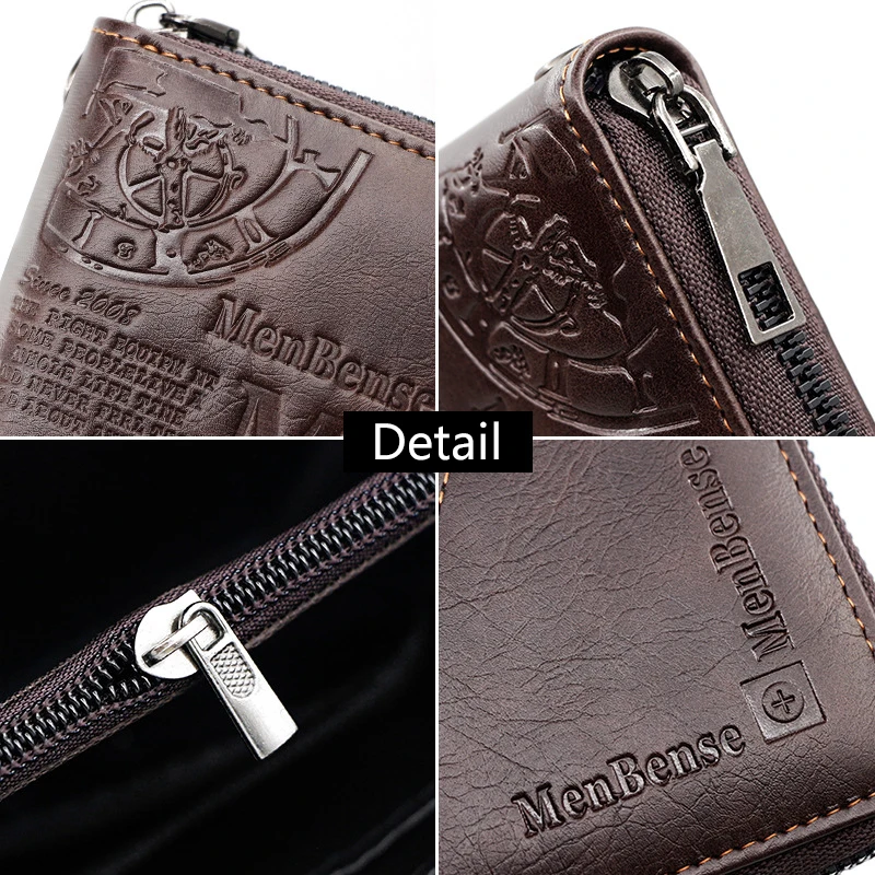 New Men Long Wallets Phone Pocket Handbags Name Engraving Card Holder Male Clutch Bag Purses Big Capacity Quality Men's Wallet 5