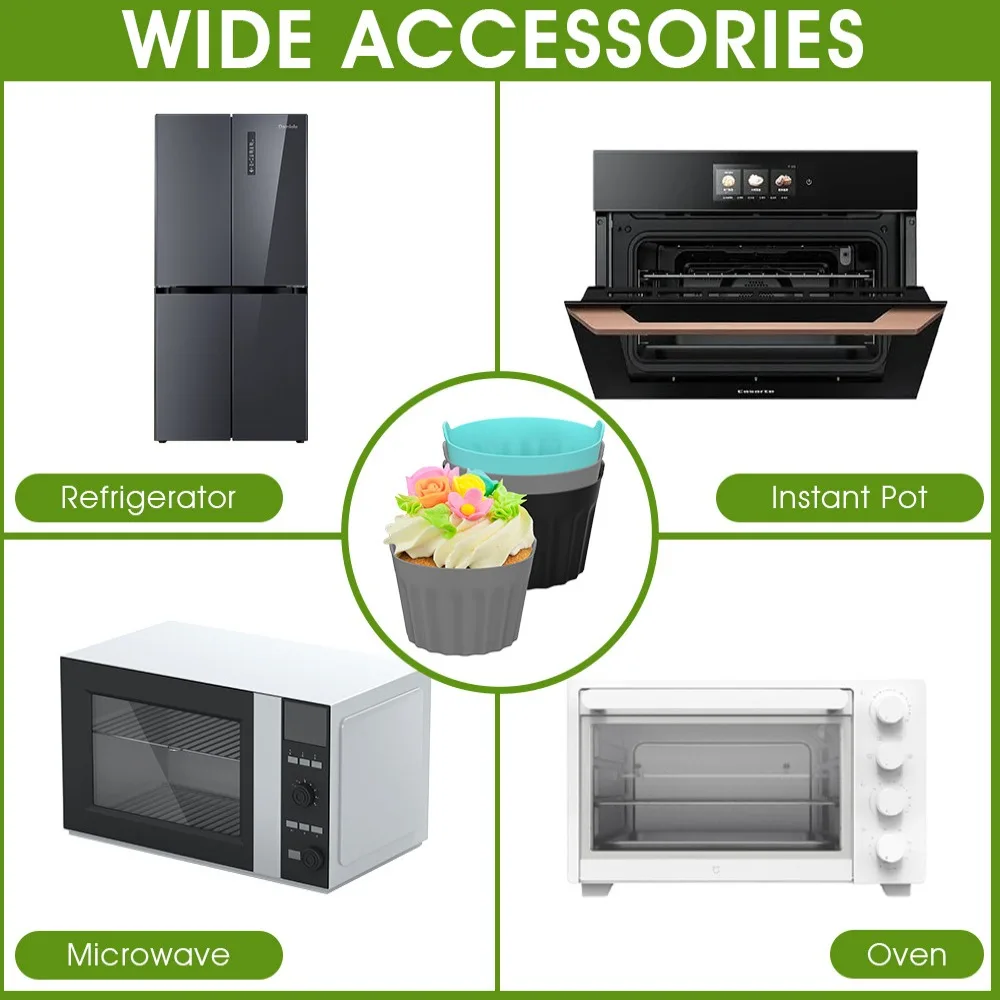 3/6/9Pcs Accessories Air Fryer Egg Poacher Moulds Silicone Air Fryer Eggs Ramekins Tool Meal Preparation Air Fryer Egg Moulds