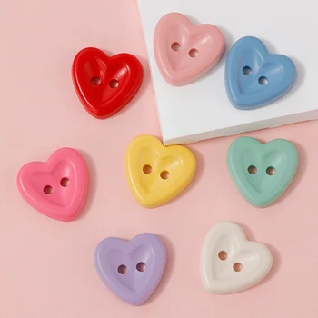20pcs Cute Macaron Colored Heart Plastic Buttons 3