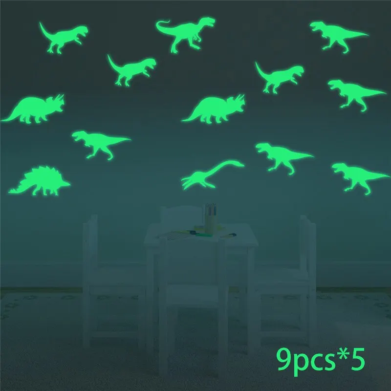 5set 9pcs Glow Wall Paste Foreign Trade Luminous Cartoon Dinosaur Decorative Wall Paste