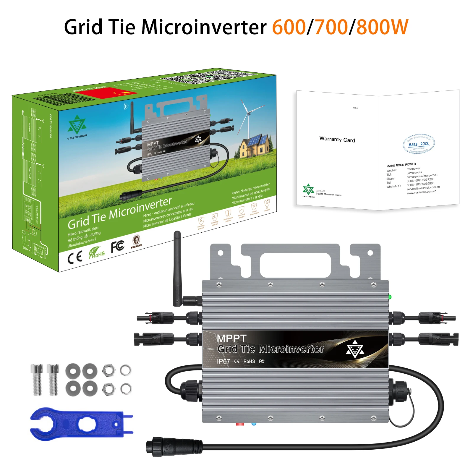 700W Micro Inversor Solar Grid Tie Microinversor IP65 WiFi Control Auto  Enfriamiento 120/230V Identificación Automática Inversores de Potencia