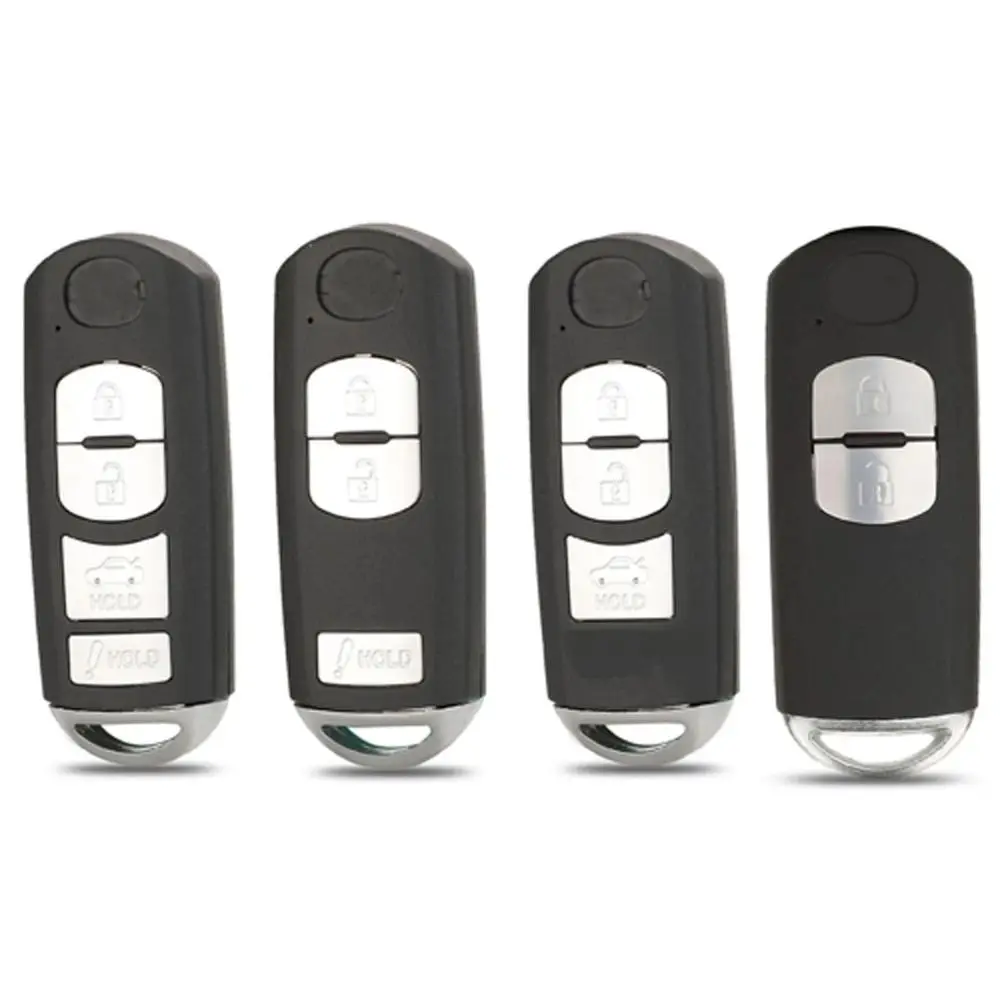 

with Emergency Key Blade Car Key Shell 2/3/4 Buttons Smart Auto Remote Key Case Black for Mazda 3 5 6 CX5 CX7 CX-5