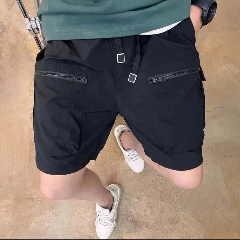 Short Pants For Men With Zipper Mens Cargo Shorts Solid Black