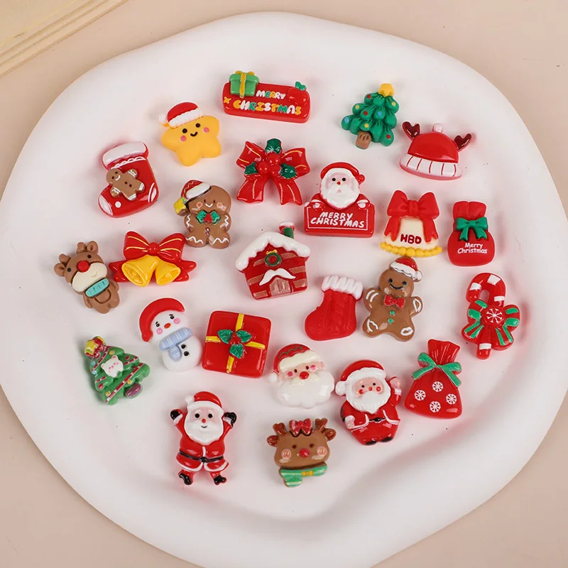 10/20PCS Resin Christmas Fridge Magnets Cartoon Santa Claus Snowman Xmas Tree Magnet Christmas Decoration For Home New Year Gift