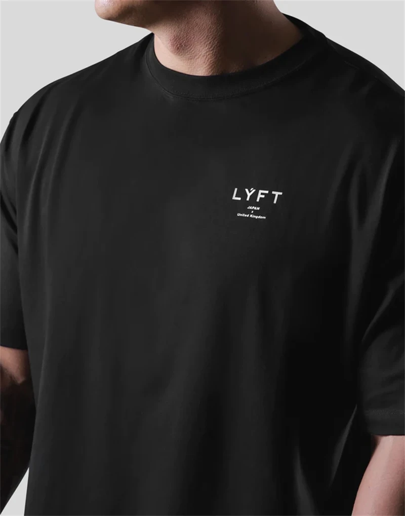 LYFT 210G 100% Baumwolle Mode Fitness Sport Kurzarm männer Lose T-shirt Sommer Workout Lässige Oansatz Laufende Tees tops – Detail 11