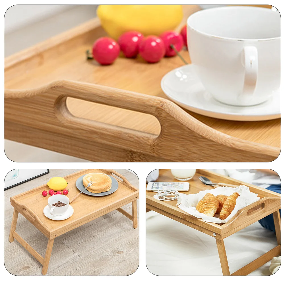 Multifunctional Foldable Tray Bamboo Desk Bed Tray Laptop Desk Breakfast Tray Serving Tray Portable Tray Computer Desk Dining 5
