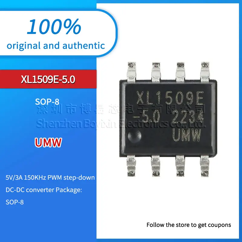 

5pcs Original genuine XL1509E-5.0 SOP-8 5V/3A 150KHz PWM step-down DC-DC converter