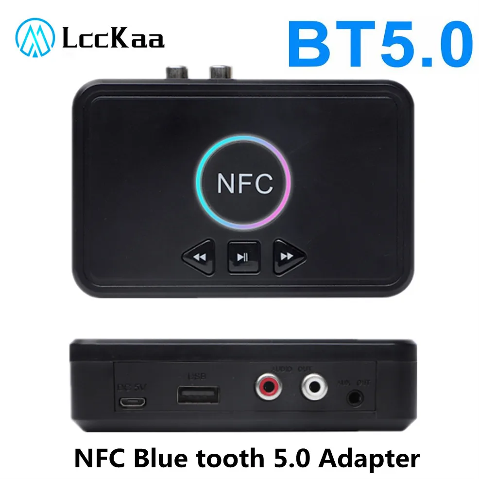 

LccKaa NFC Bluetooth 5.0 Adapter Home Speaker Receiver USB Smart Playback A2DP AUX 3.5mm RCA Jack Stereo Audio Wireless Adapter