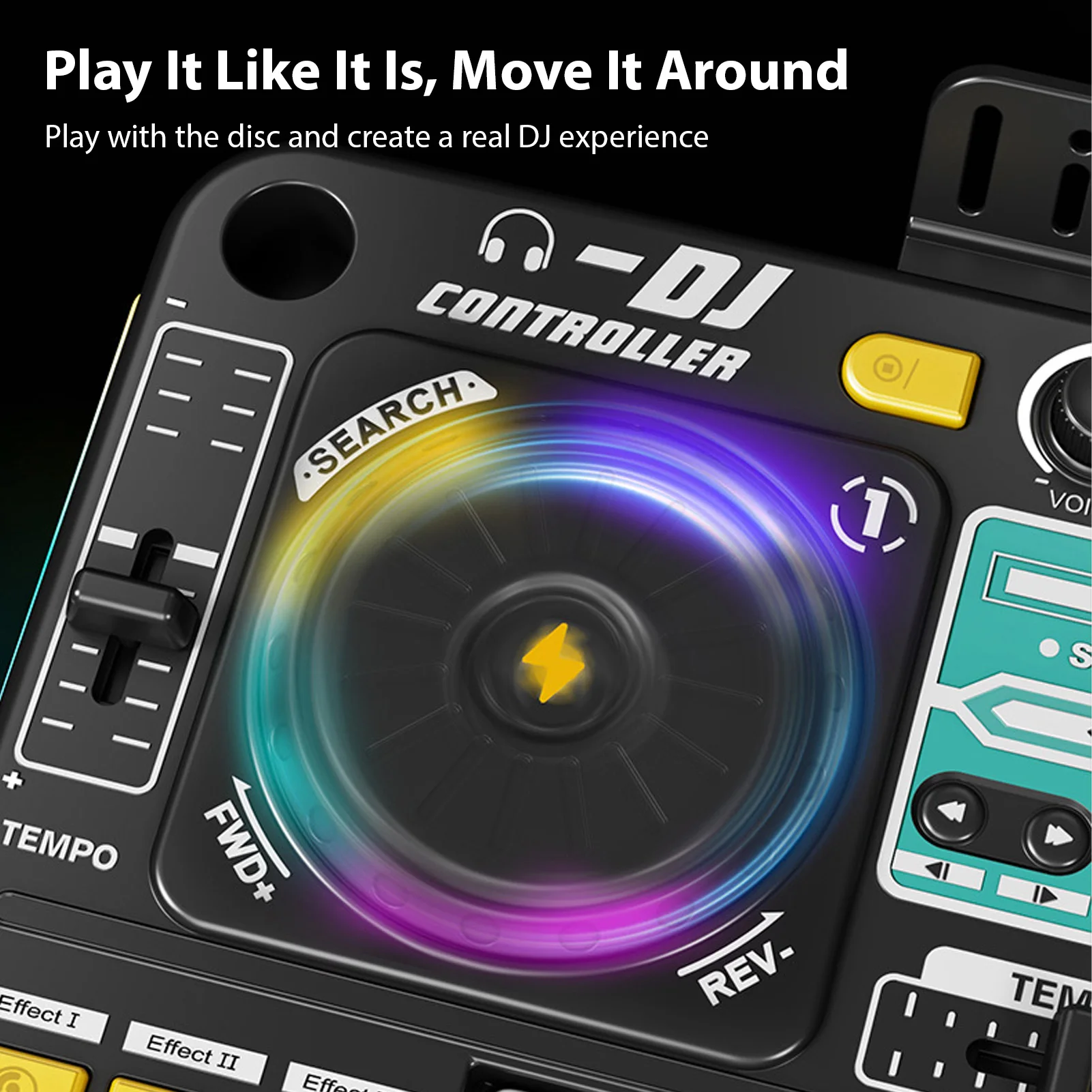 DJ Controller for Kids DJ Disc Player Electronic Keyboard BT DJ Mixer Table with Adjustable Microphone Dynamic Lighting Effects