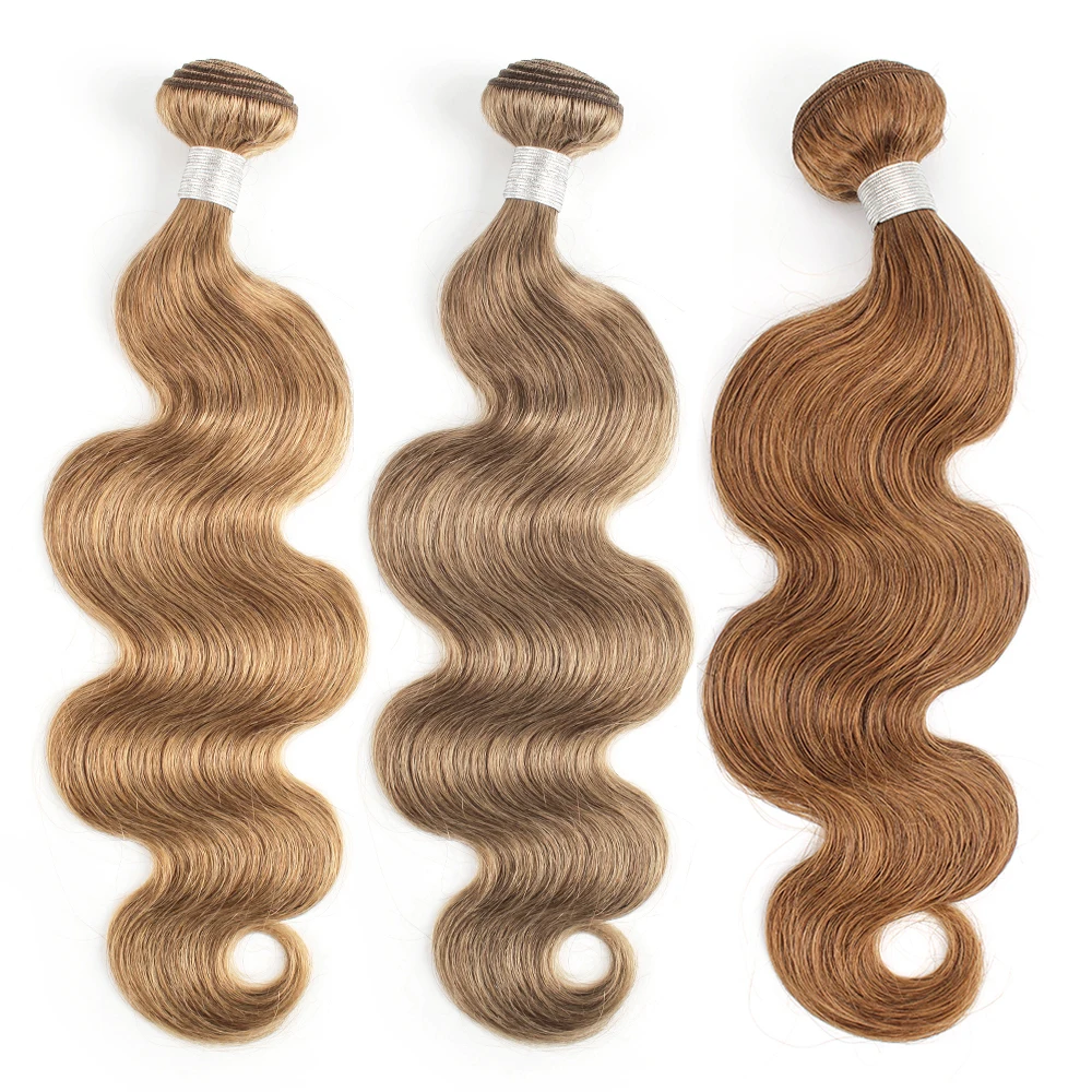 16-30 inch 1 Bundle Human Hair Weave Body Wave #27 Honey Blonde #8 Ash Blonde #30 Ginger Brown Human Hair Extension Bobbi