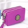 New Fashion Portable Women Wallet Make-up Bag Coin Purse Mini Bag with Three Zipped Women Wallets Big Capacity Phone Pouch 4