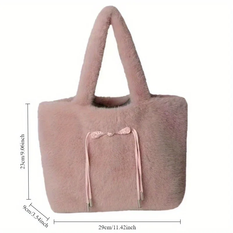 New Underarm Plush Bag Japanese Cute Large Capacity Soft Plush Tote Bag Shoulder Bag Women's Fashionable Shoulder Handbag