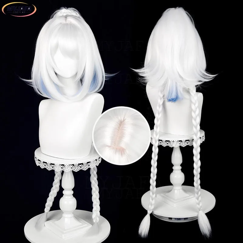 ムアラニ-ハロウィーン用の合成かつら,混合された白,青,長い編組