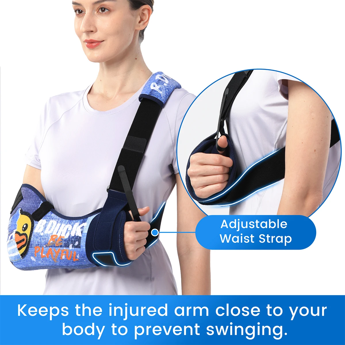 Arm Sling Support VELPEAU Arm Sling Support Sponge For Rotator Cuff Elbow Injury and Hand Fracture Shoulder Sling With Waist Strap Skin Friendly