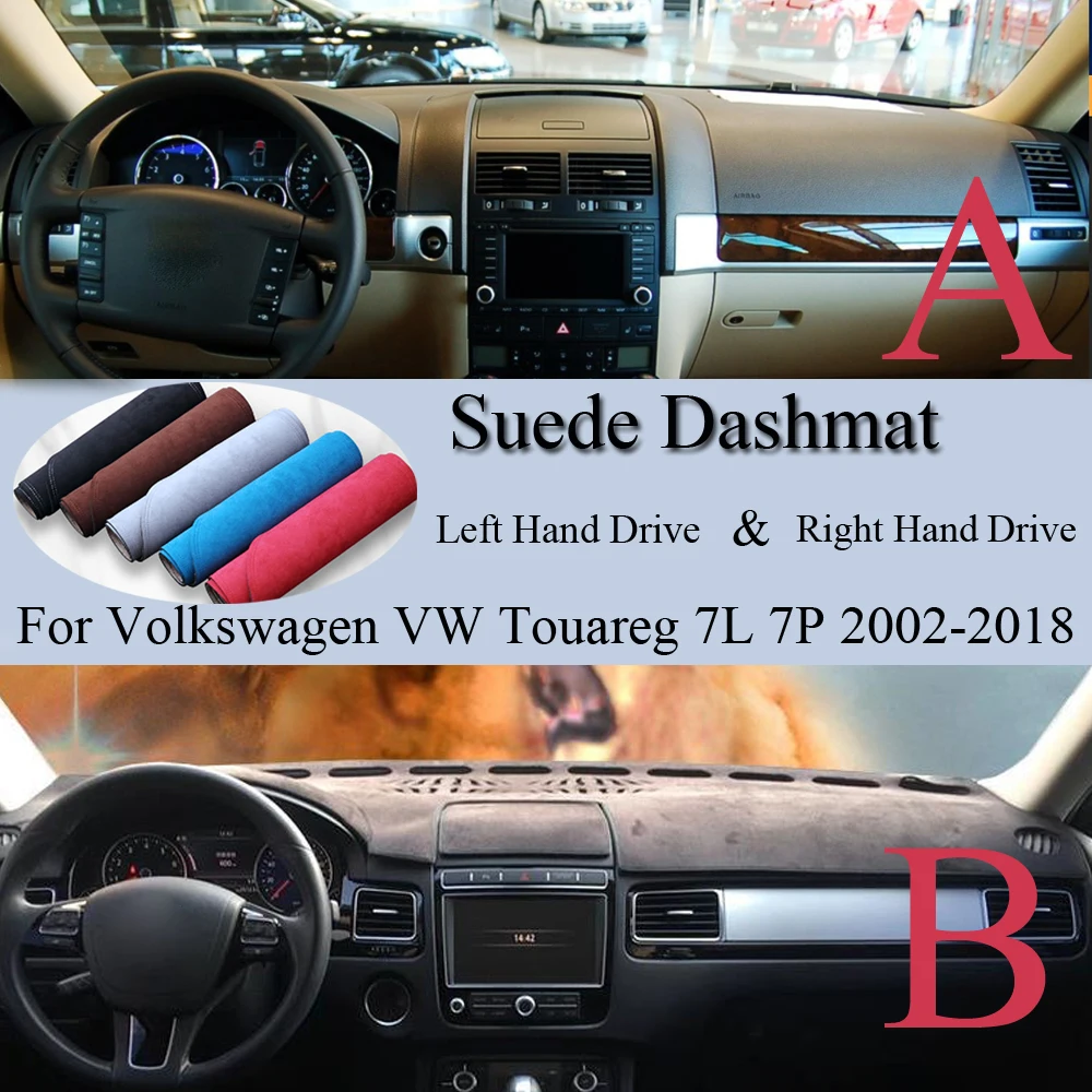 

Для Volkswagen VW Touareg 7L 7P 2002-2010-2018 замшевый коврик для приборной панели, коврик для приборной панели, аксессуары для стайлинга автомобиля