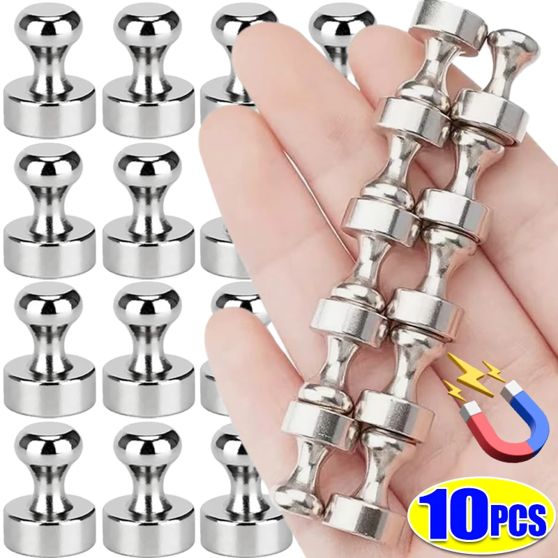 

1/10Pcs Strong Fridge Magnets Neodymium Magnetic Pushpins Sucker Magnetic Thumbtack for Whiteboard Refrigerator Office Classroom