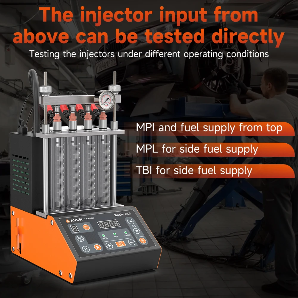 ANCEL ANJ400 GDI Injector Cleaner & Tester 4 Cylinders Original Car Fuel Injector Tester Cleaning machine Motorcycle Fuel Inject 5