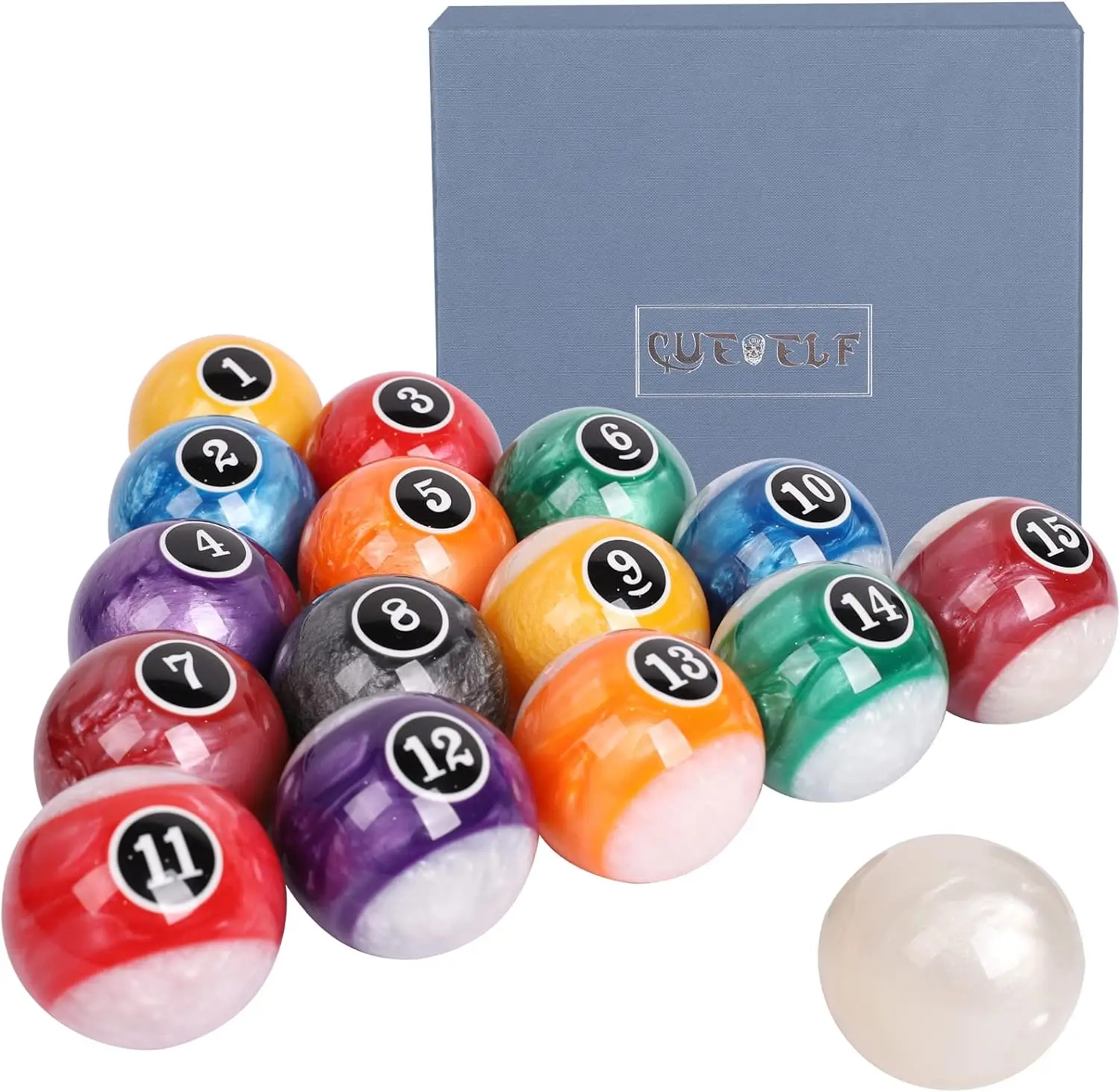 Cueelf Billiard Ball Set 2-1/4 Inch 16 Balls for Pool Tables Professional Pool Balls