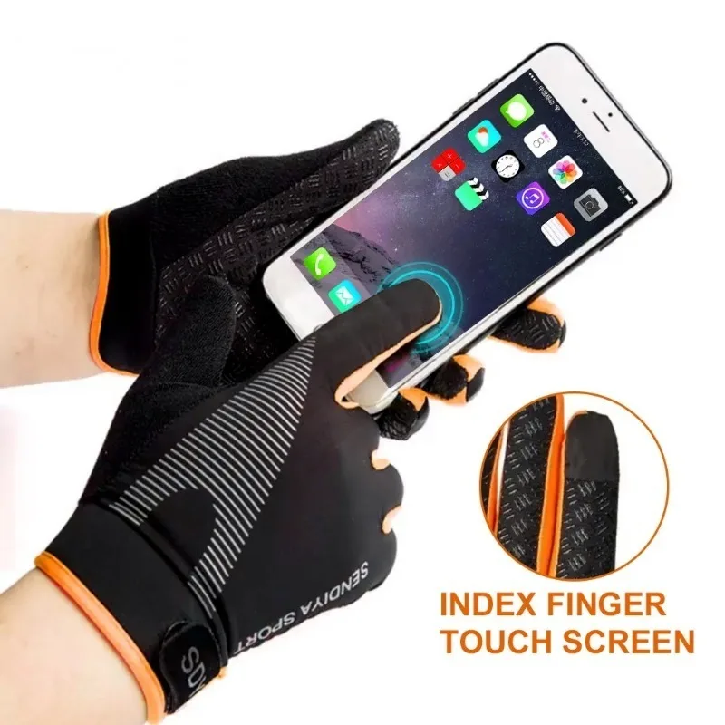 Anti-Slip Cycling Gloves TouchScreen Bike Gloves Sports Shockproof Mountain Road Full Finger Breathable Glove for Men Woman 3