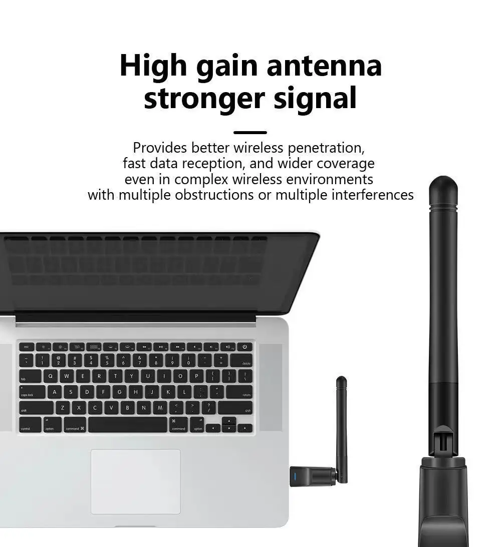 Wireless Network Card USB WiFi Adapter LAN Wi-Fi Receiver Dongle Antenna 150Mbps 802.11 b/g/n for PC Windows