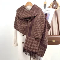 Retro Letter Tassel Scarf Women's Autumn Winter High-End Cashmere-Like Wrap Versatile Fashionable Warm Neck Warmer