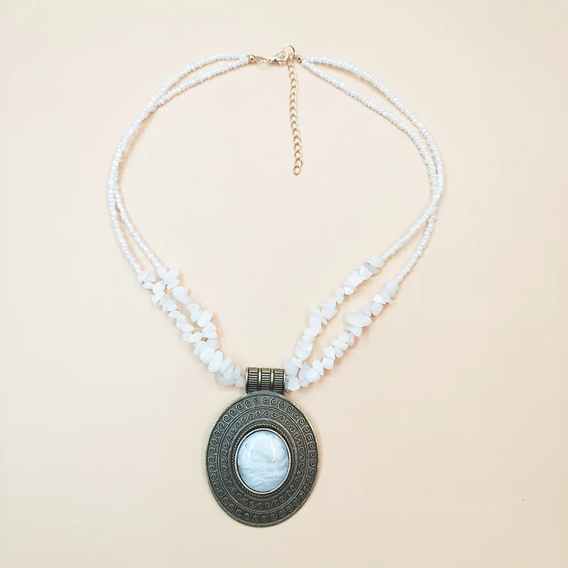 Ovale Pullover-Kette, mehrfarbige Legierung, Vintage-Damenmode, vielseitige lange Halsketten, exquisiter Schmuck