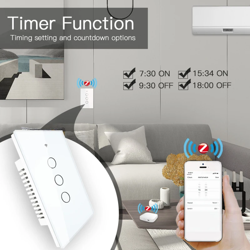 Interruptor Zigbee Branco Tuya 4 Teclas - Sem Neutro - Bivolt - Luminolândia