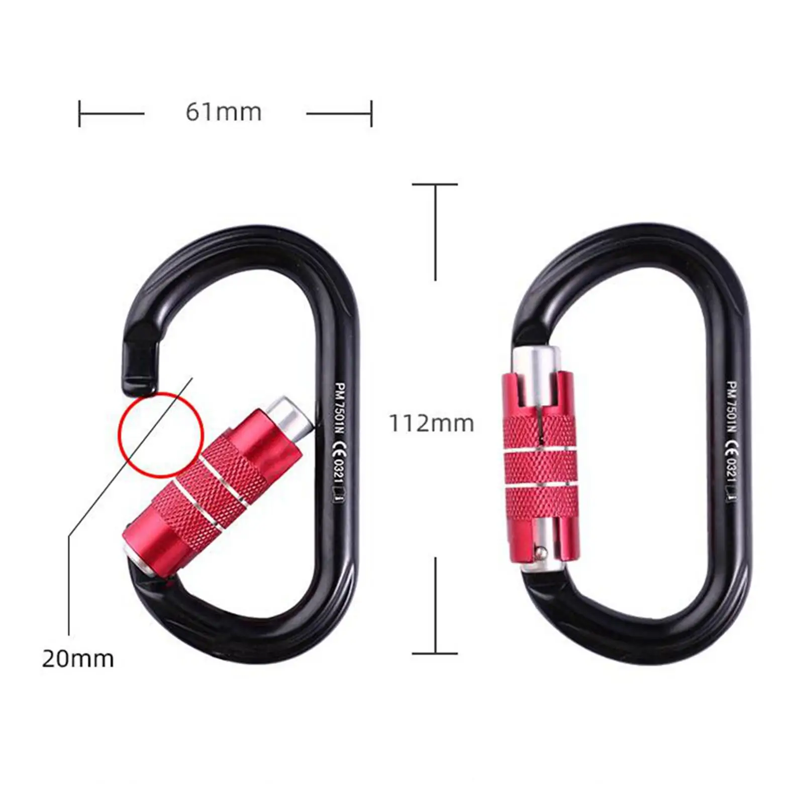 Rope Grab Auto Locking Carabiner Clip Heavy Duty Fast Lock Professional Carabiner Clip for Camping Mountaineering Hiking