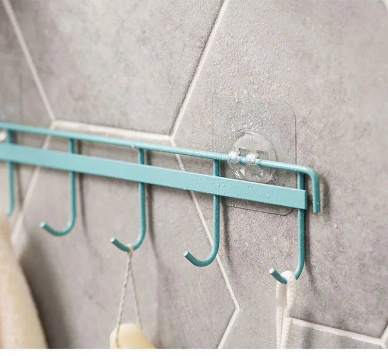 Description Picture 6 of itemWall Hanging Hook Storage Rack 6 Hooks Kitchen Kitchenware Towel Hook Hanger for Wall Door Bathroom Organizer Self Adhesive