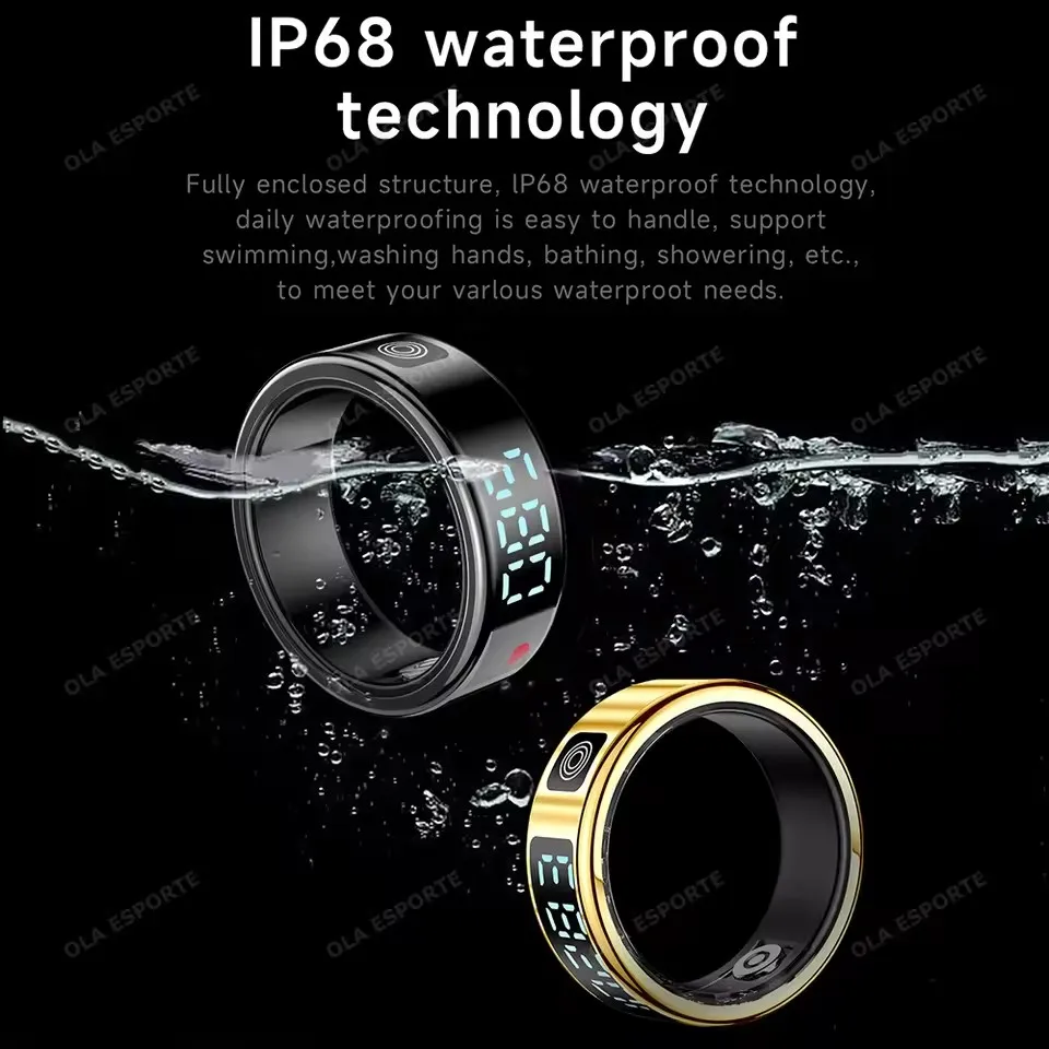 2025 R12 Smart Ring with Display Screen and Touch, Wireless Charging, Health Manager, 5 ATM Waterproof For Men Women 2