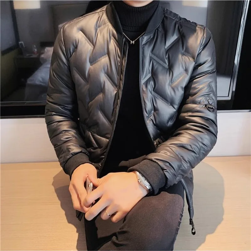 2023 Winter Lightweight Short Down Jacket Men Fashion Slim Casual Stand Collar Thickened and Warm Jackets Social Men Clothing