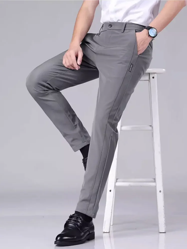 Men Casual Pants Straight Leg Loose Suit Trousers Professional Business Formal
