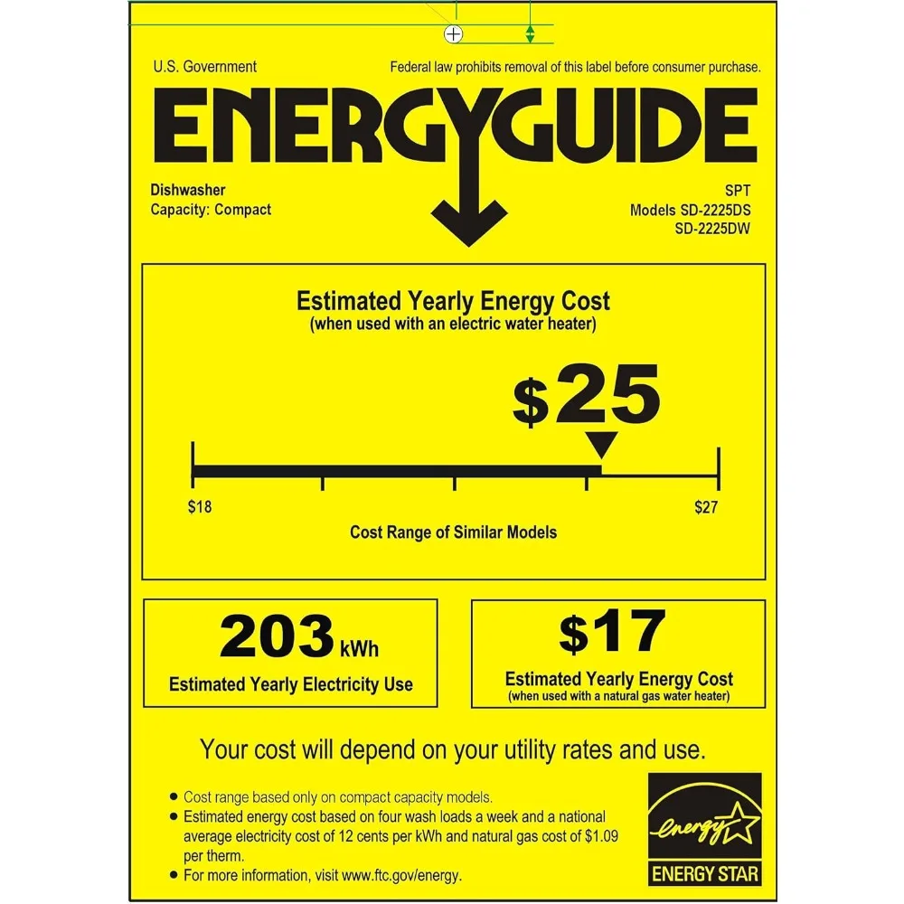 SD-2225DWA Energy Star Countertop Dishwasher with Delay Start & LED &ndash; White