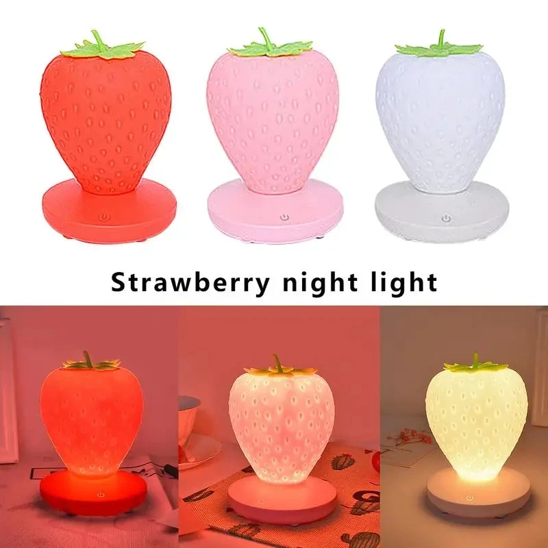 

Led Energy-saving Lamp Creative Led Eye Protection Strawberry Night Light Bedside Decoration Atmosphere Lamp USB Light Kid Gifts