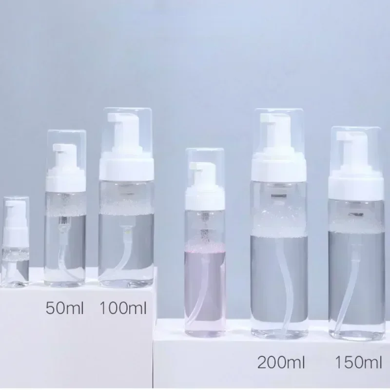 Foaming Soap Dispenser 50-200ml Portable Foaming Soap Dispensers Bottle Empty Plastic Mousse Facial Cleanser Pump Bottle Refillable Lotion Shampoo