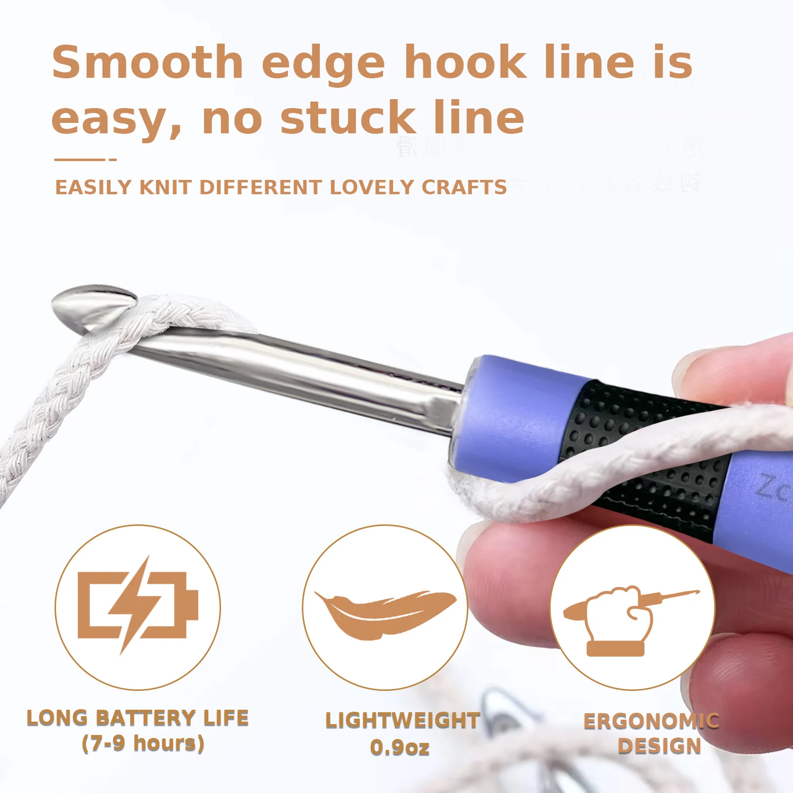 18 Sizes Crochet Hook Set with LED Light and Stitch&Row Counter Digital Ergonomic Handle Knitting Kit DIY Tool for Beginner