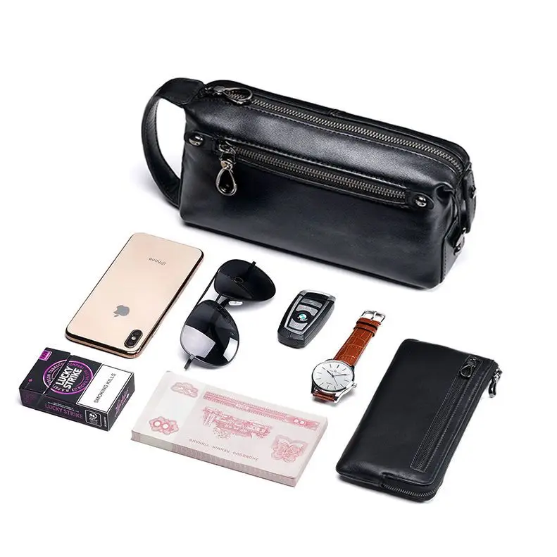 2024 New Fashion Men Large Clutch Cow Genuine Real Leather Boy Handbags Luxury Brand Business Clutches Male Wallets Cash Purses 5