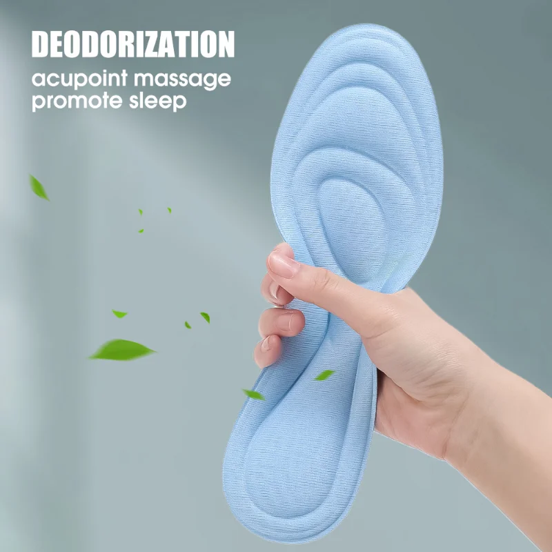 5D Massage Sports Insoles Sole High Elastic Shock Absorption Shoe Pad Men Women Insole Sneakers Soft Cotton Corrective Shoe Pads