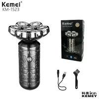 KeMei KM-1523 Portable Mini 7 Blades Alloy Body Full Body Washable 4D Veneer Floating Razor Bald Shaving Machine Metal Shell 1