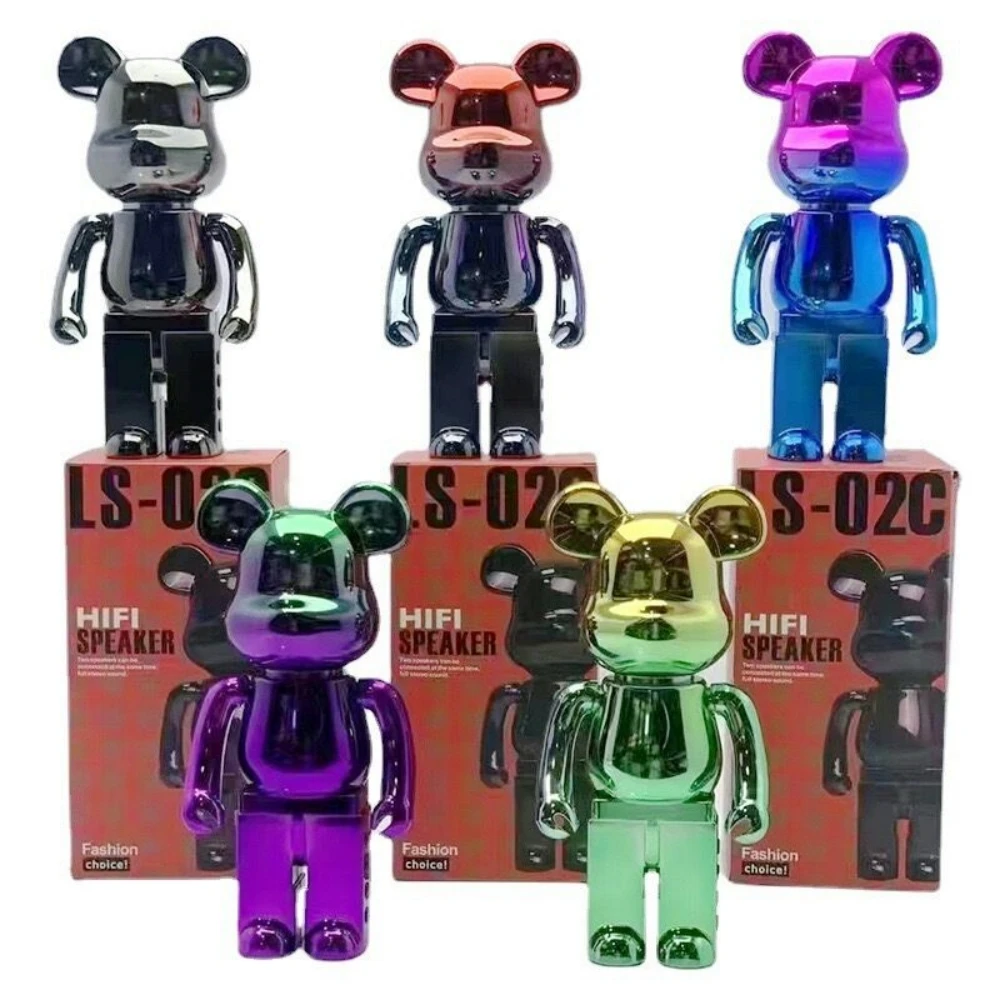 Creative Wireless Speaker Bluetooth 5.2 Portable HIFI Bass Speakers Plating Gradient Color Cartoon Bear Table Desk Ornament Bluetooth Speaker