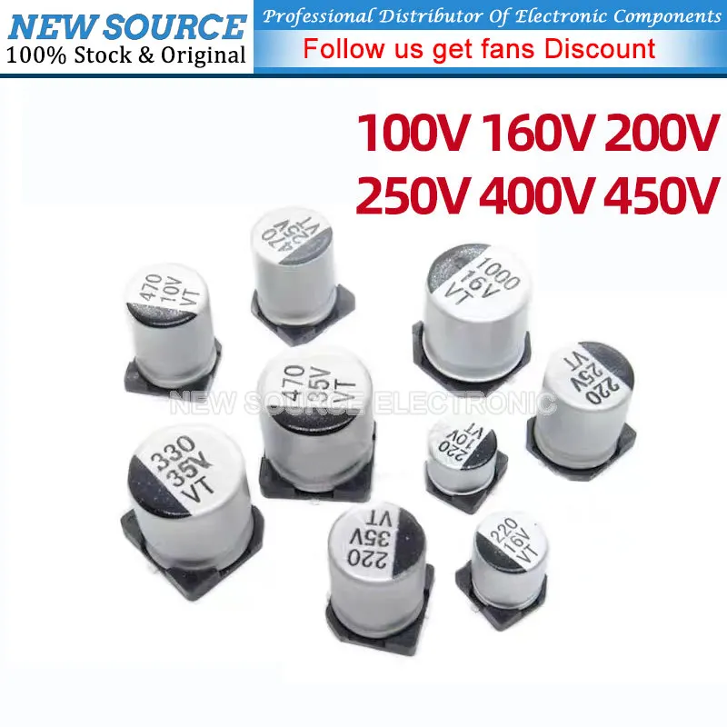 

5pcs SMD Aluminum Electrolytic Capacitor 100V 160V 200V 250V 400V 450V 4.7uf 10uf 22uf 33uf 47uf 100uf 220uf 330uf 470uf